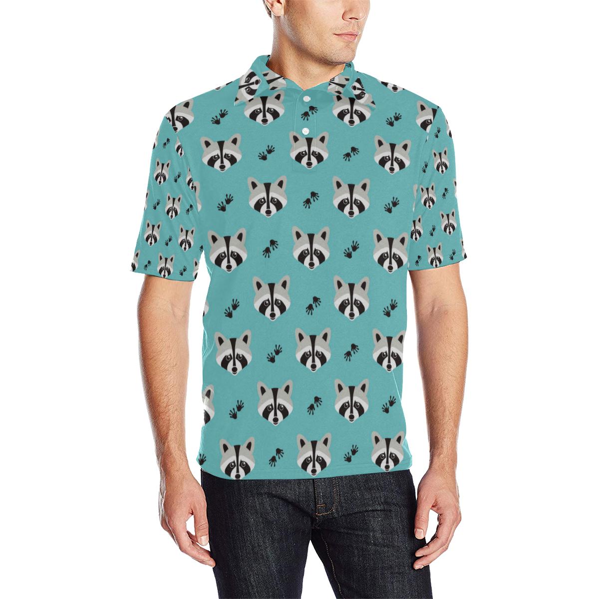 Raccoon Pattern Print Design Men Polo Shirt 3D Polo Shirt A2