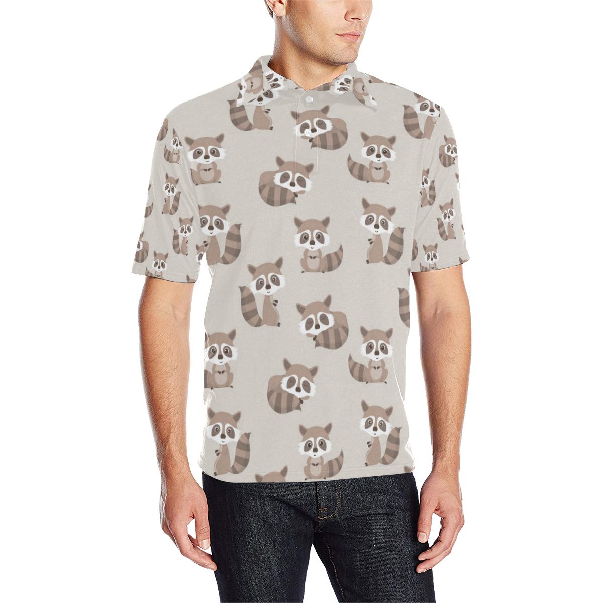 Raccoon Pattern Print Design Men Polo Shirt 3D Polo Shirt A3