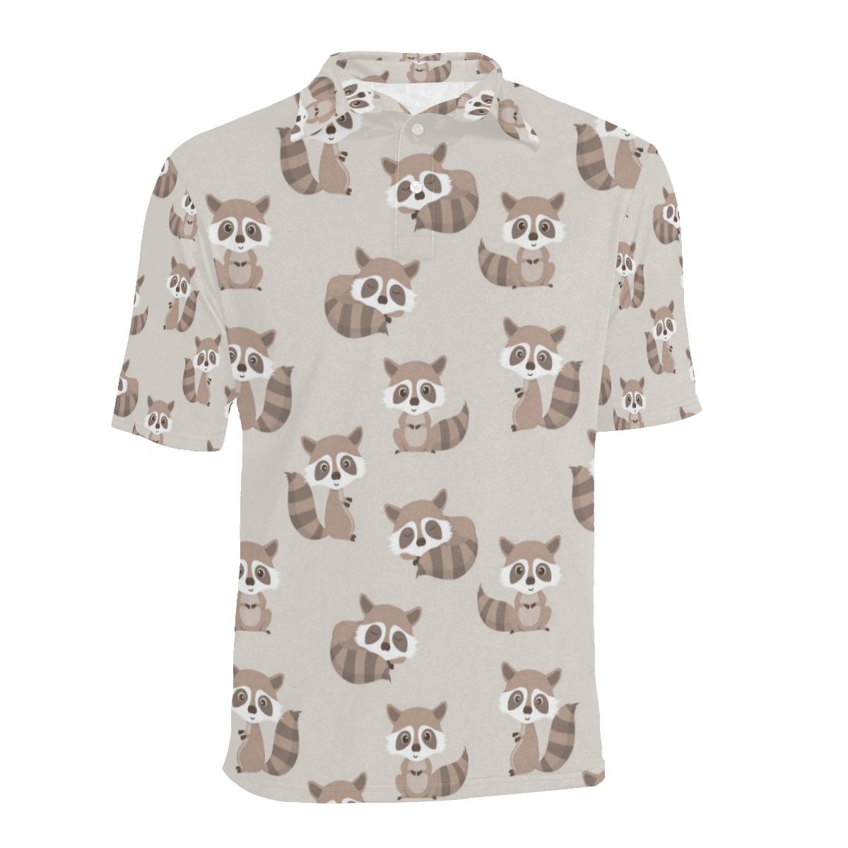 Raccoon Pattern Print Design Men Polo Shirt 3D Polo Shirt A3 - Image 2