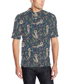 Raccoon Pattern Print Design Men Polo Shirt 3D Polo Shirt A4