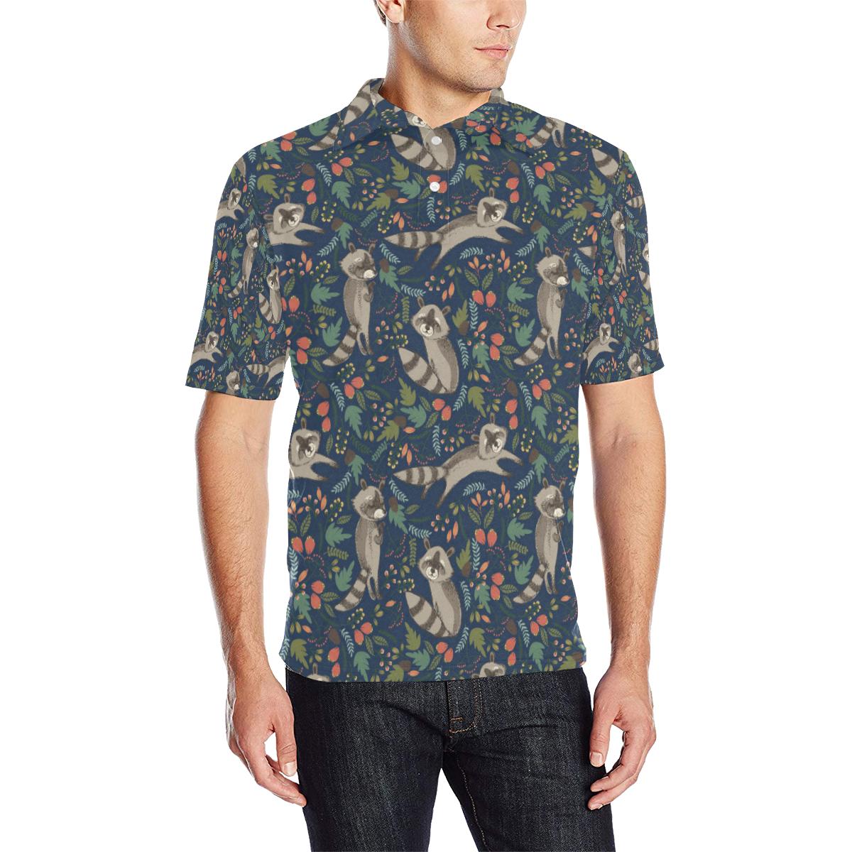 Raccoon Pattern Print Design Men Polo Shirt 3D Polo Shirt A4