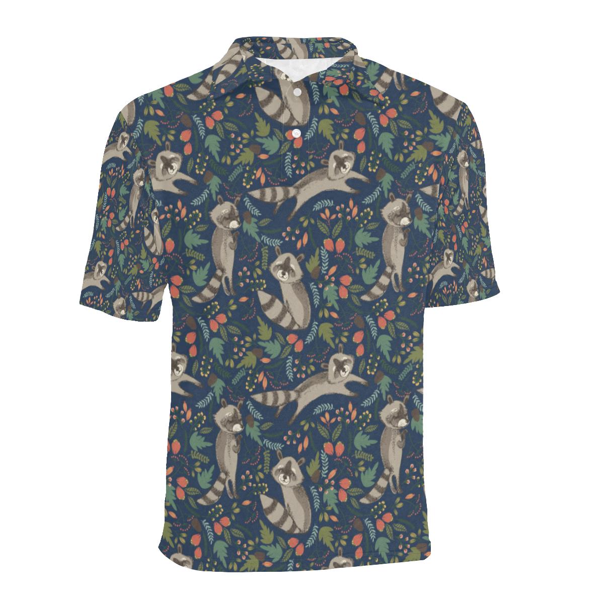 Raccoon Pattern Print Design Men Polo Shirt 3D Polo Shirt A4 - Image 2