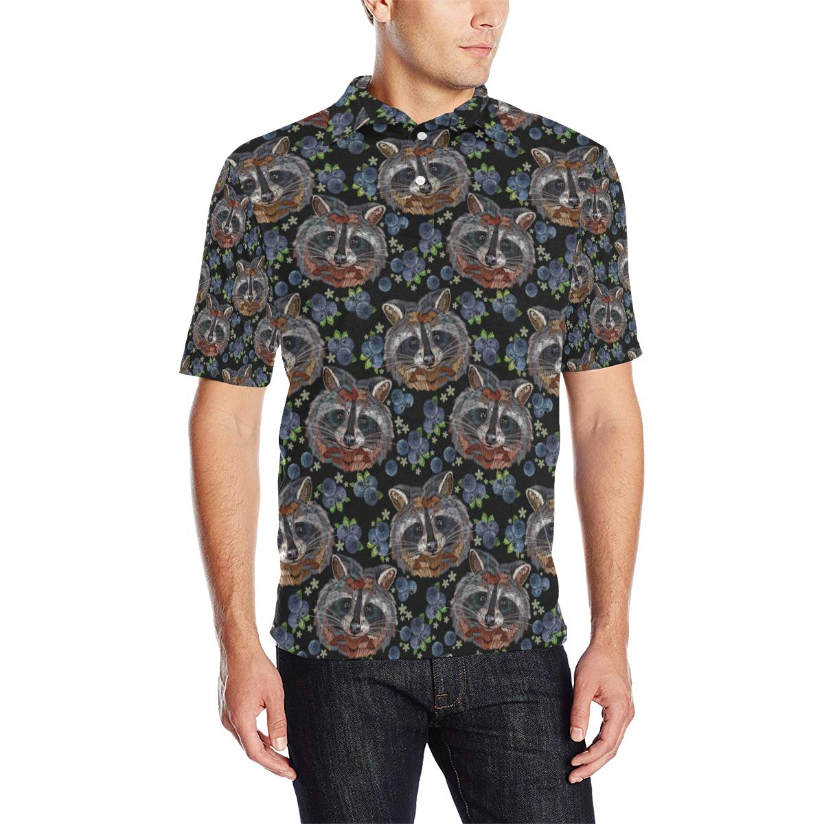 Raccoon Pattern Print Design Men Polo Shirt 3D Polo Shirt A5
