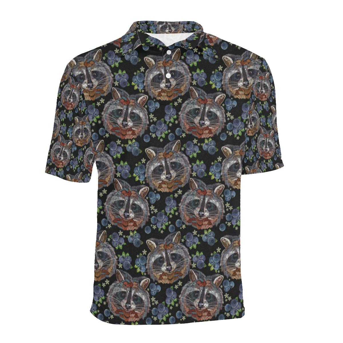 Raccoon Pattern Print Design Men Polo Shirt 3D Polo Shirt A5 - Image 2
