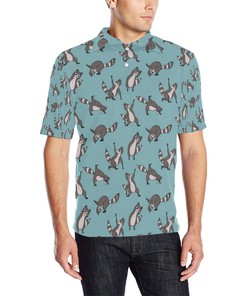 Raccoon Pattern Print Design Men Polo Shirt 3D Polo Shirt A6