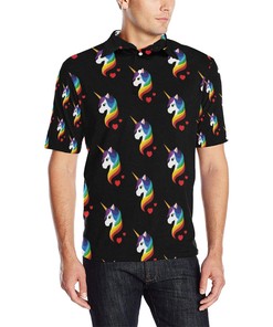 Rainbow Unicorn Pattern Print Design Men Polo Shirt