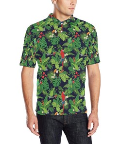 Rainforest Parrot Pattern Print Design Men Polo Shirt