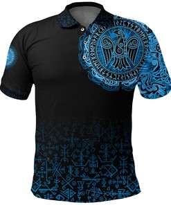 Raven Celtic Cyan Viking Polo Shirt