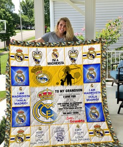 Real Madrid To My Grandson Love Grandmom Quilt Bedding Set Bedroom Decor, Gifts for Family
