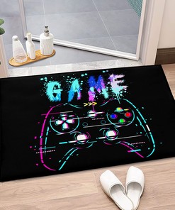 Red Gaming Area Rug for Boys Cool Game Style Bed Room Decor - Controller Gamepad Player