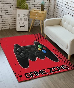 Red Gaming Rug for Room- Customize Name or Sentence on 3D Gamepad Area Rug, Floor Mat - Wusan Doormat for Kids