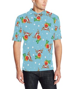 Reindeer Cute Pattern Print Design 02 Men Polo Shirt