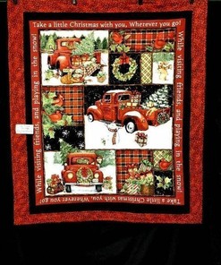 Retro Car Christmas Quilt Bedding Set with Custom Name, Great for Home Decoration and Family Gifts
