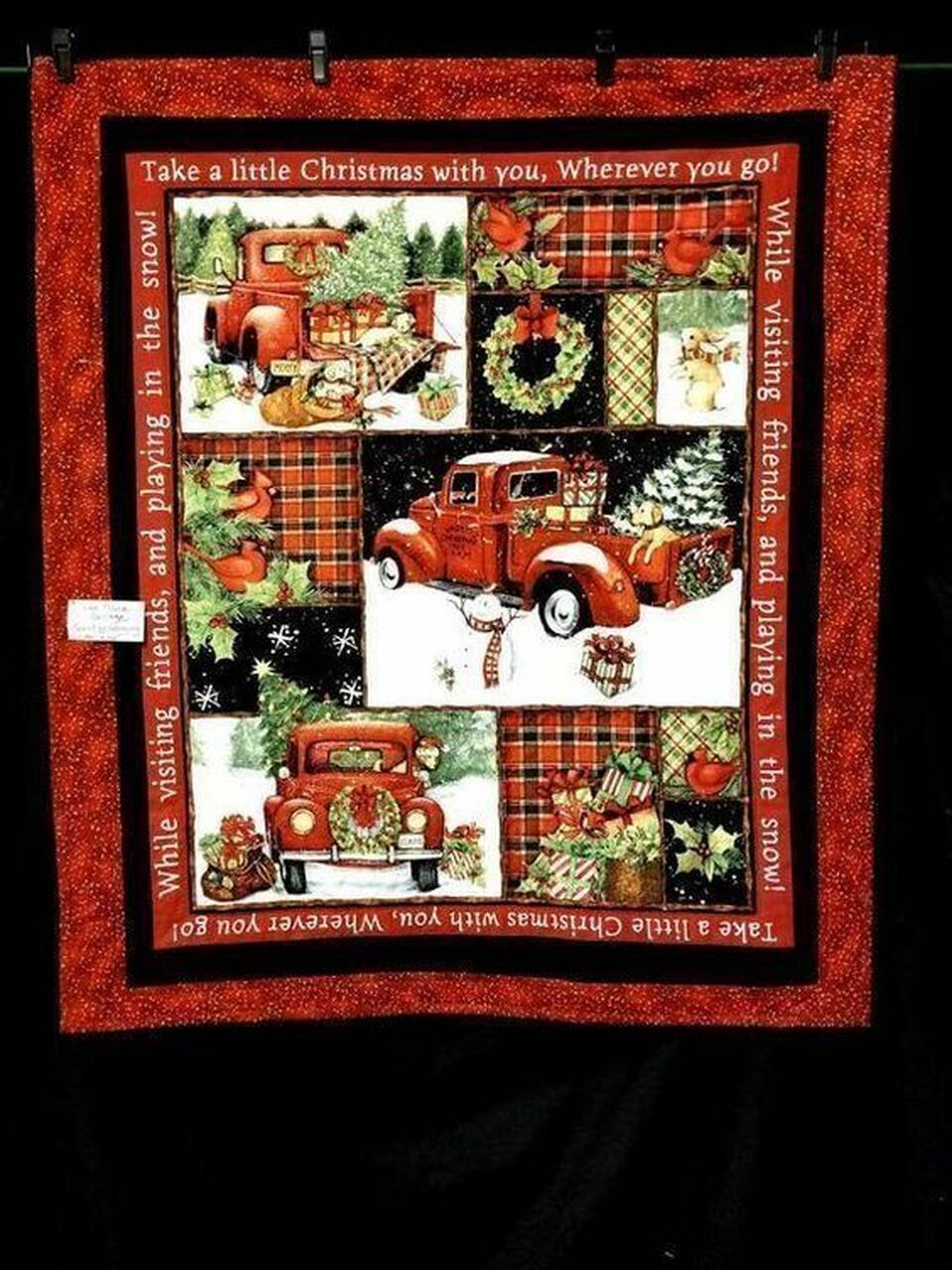 Retro Car Christmas Quilt Bedding Set with Custom Name, Great for Home Decoration and Family Gifts