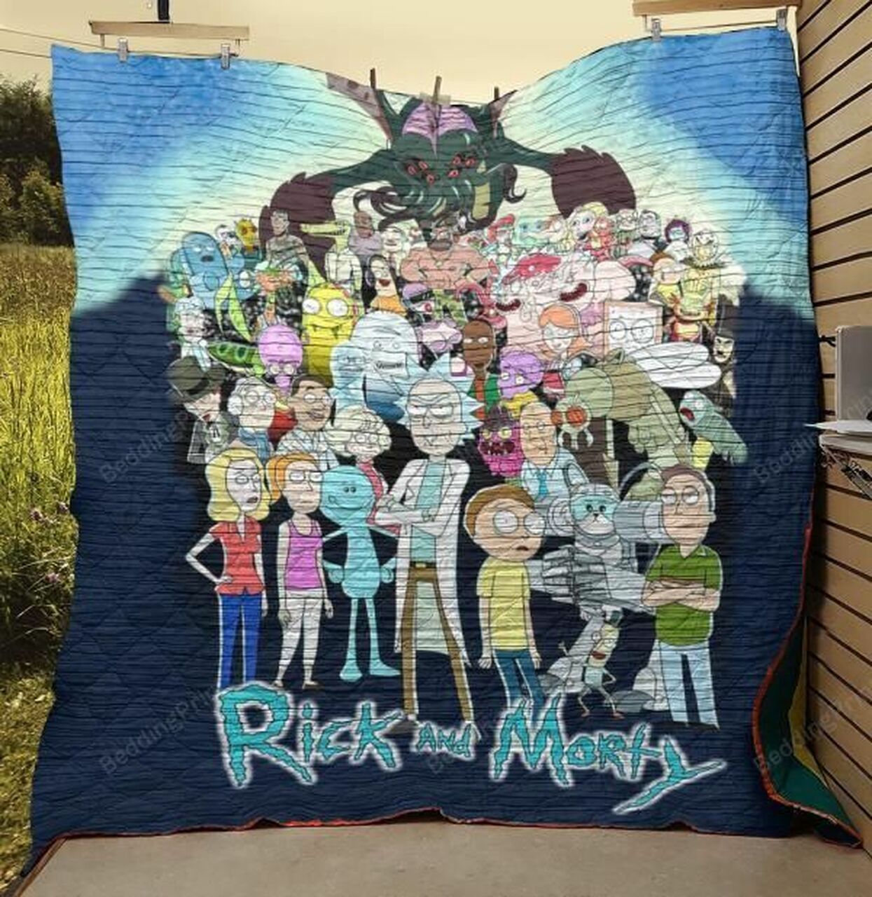 Rick And Morty Characters Quilt Bedding Set Blanket Fan Made Bedroom Decor, Gifts for Family
