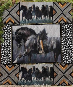 Riding Black Horse Blanket Quilt Bedding Set Personalized for Home Decoration and Gifts
