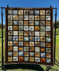 Roaring Dinosaur Quilt Bedding Set Blanket for Kids and Dino Fans - Family Gifts