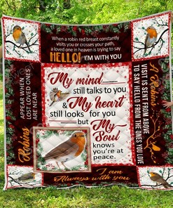 Robin Bird My Mind Still Talks To You Quilt Bedding Set Blanket Gifts For Robin Lover