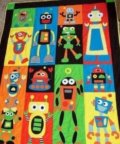 Robots Quilt Bedding Set Bedroom Decor, Gifts for Family