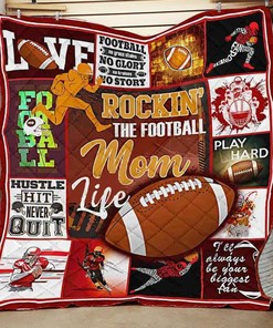 Rockin The Football Mom Life Quilt Bedding Set Blanket MotherS Day
