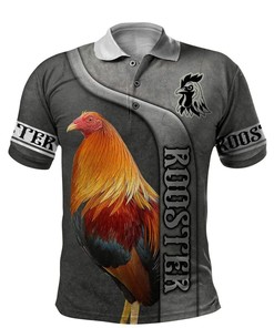 Rooster Grey Custom Name Polo Shirt