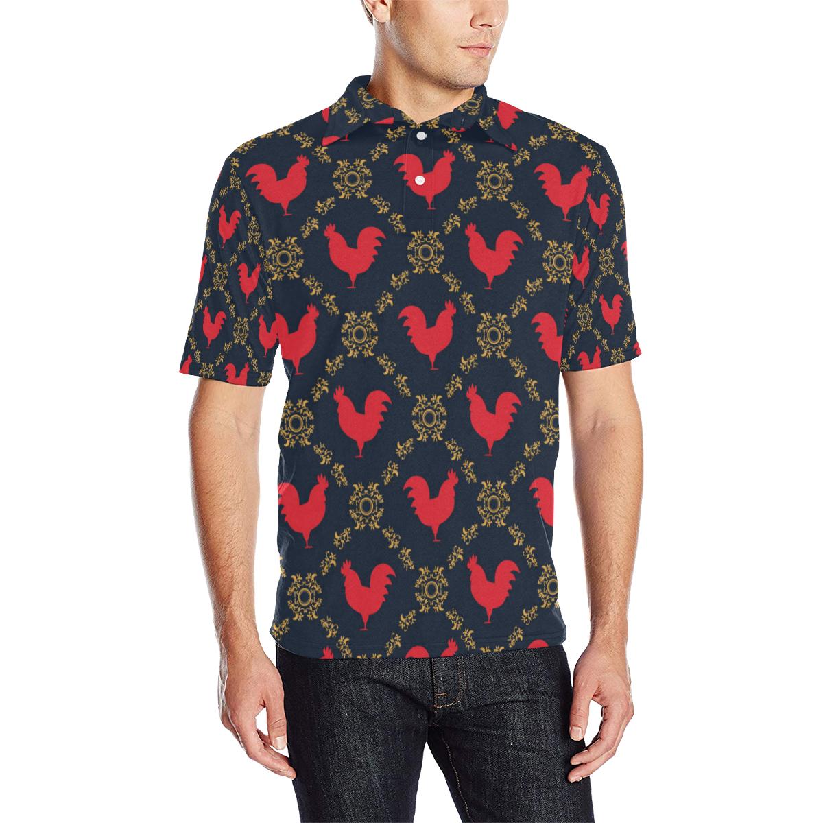 Rooster Pattern Print Design Men Polo Shirt 3D Polo Shirt A1