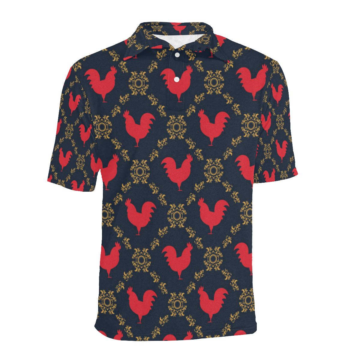 Rooster Pattern Print Design Men Polo Shirt 3D Polo Shirt A1 - Image 2
