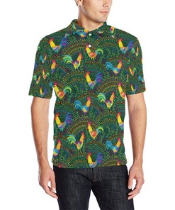 Rooster Pattern Print Design Men Polo Shirt 3D Polo Shirt A2
