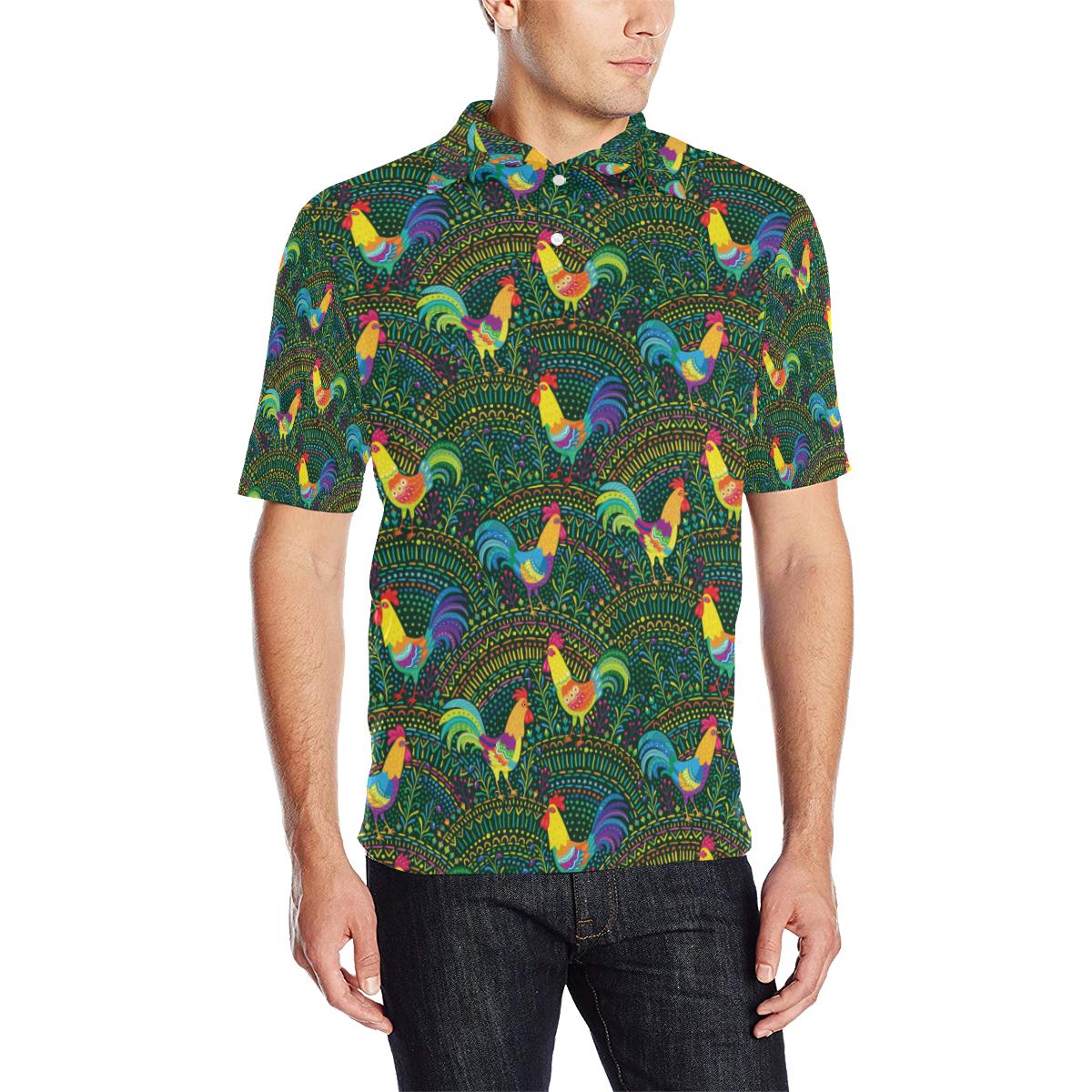 Rooster Pattern Print Design Men Polo Shirt 3D Polo Shirt A2