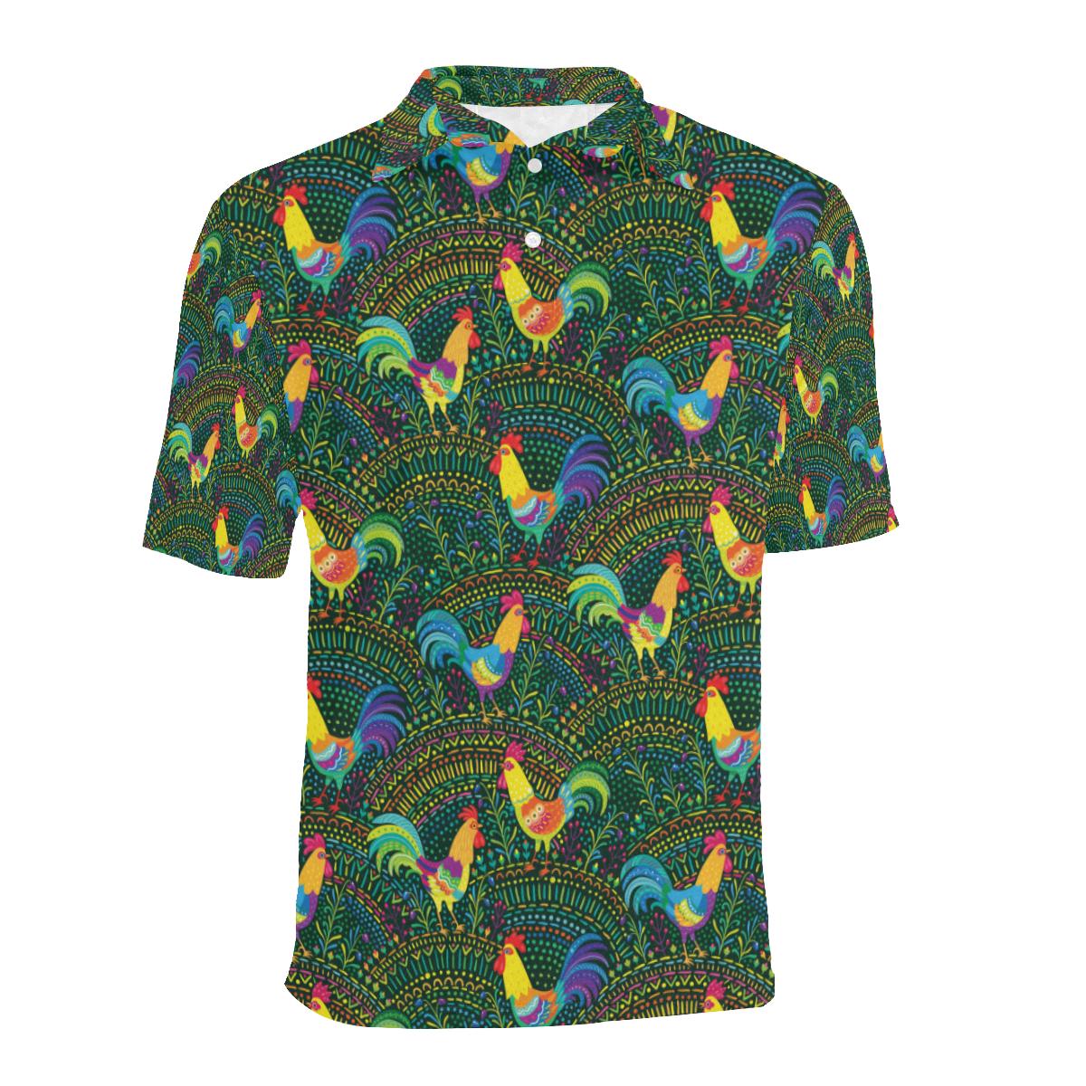 Rooster Pattern Print Design Men Polo Shirt 3D Polo Shirt A2 - Image 2