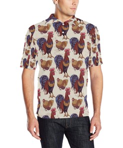 Rooster Pattern Print Design Men Polo Shirt 3D Polo Shirt A3