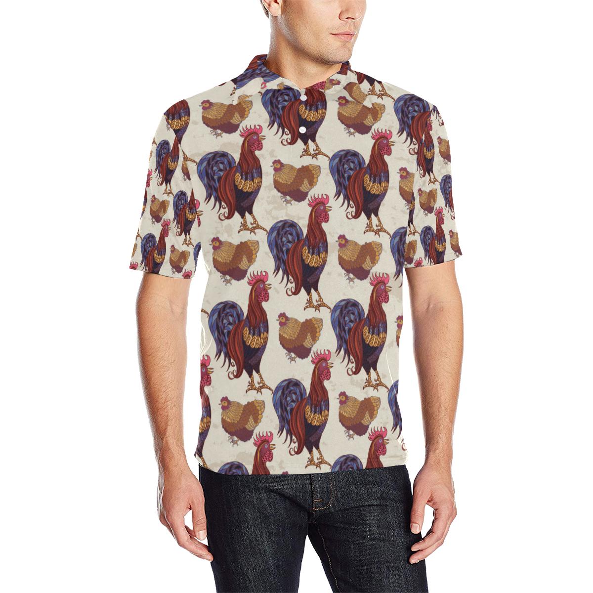 Rooster Pattern Print Design Men Polo Shirt 3D Polo Shirt A3