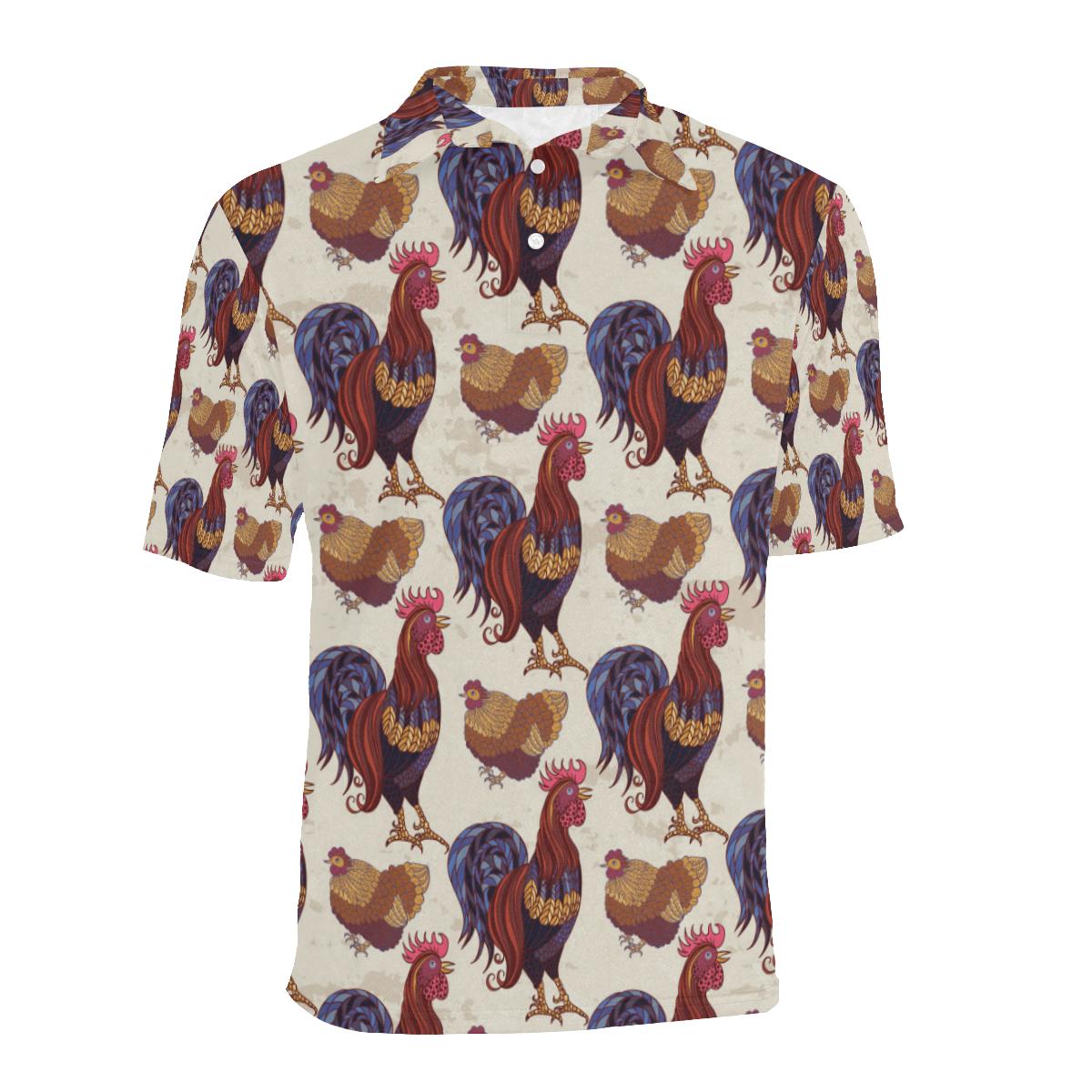 Rooster Pattern Print Design Men Polo Shirt 3D Polo Shirt A3 - Image 2