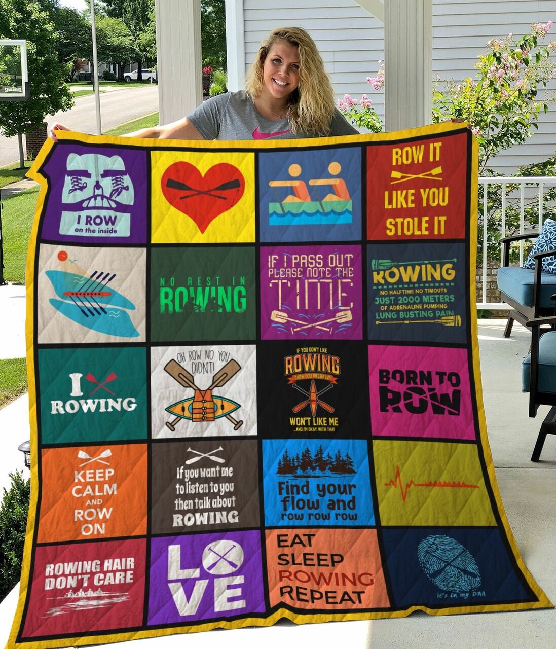 Rowing Keep Calm And Row On Quilt Bedding Set Blanket