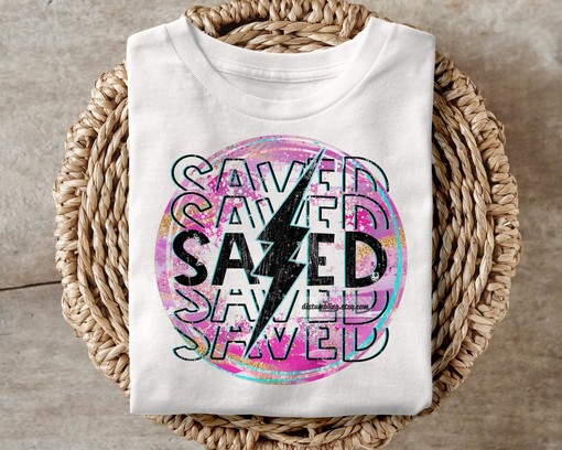 SAVED JESUS Lightning Bolt T-Shirt - Christian Strike Sublimation Tee