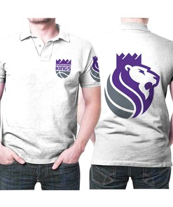 Sacramento Kings Basketball Classic Mascot Logo Gift For Kings Fans White Polo Shirt