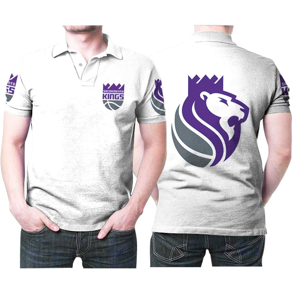 Sacramento Kings Basketball Classic Mascot Logo Gift For Kings Fans White Polo Shirt