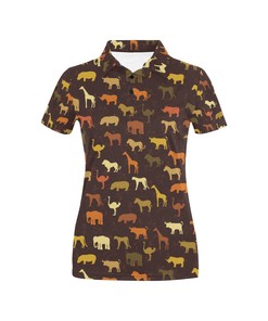 Safari Animal Print Design Women's Polo Shirt 3D Polo Shirt A1