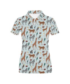Safari Animal Print Design Women's Polo Shirt 3D Polo Shirt A2