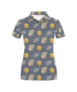 Safari Elephant Lion Print Design Women's Polo Shirt