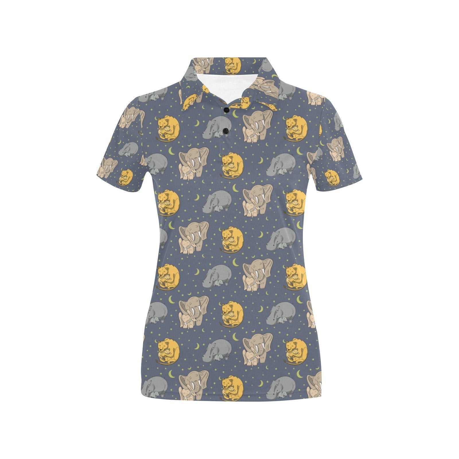 Safari Elephant Lion Print Design Women's Polo Shirt