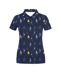Sailboat Print Design Women's Polo Shirt 3D Polo Shirt A1