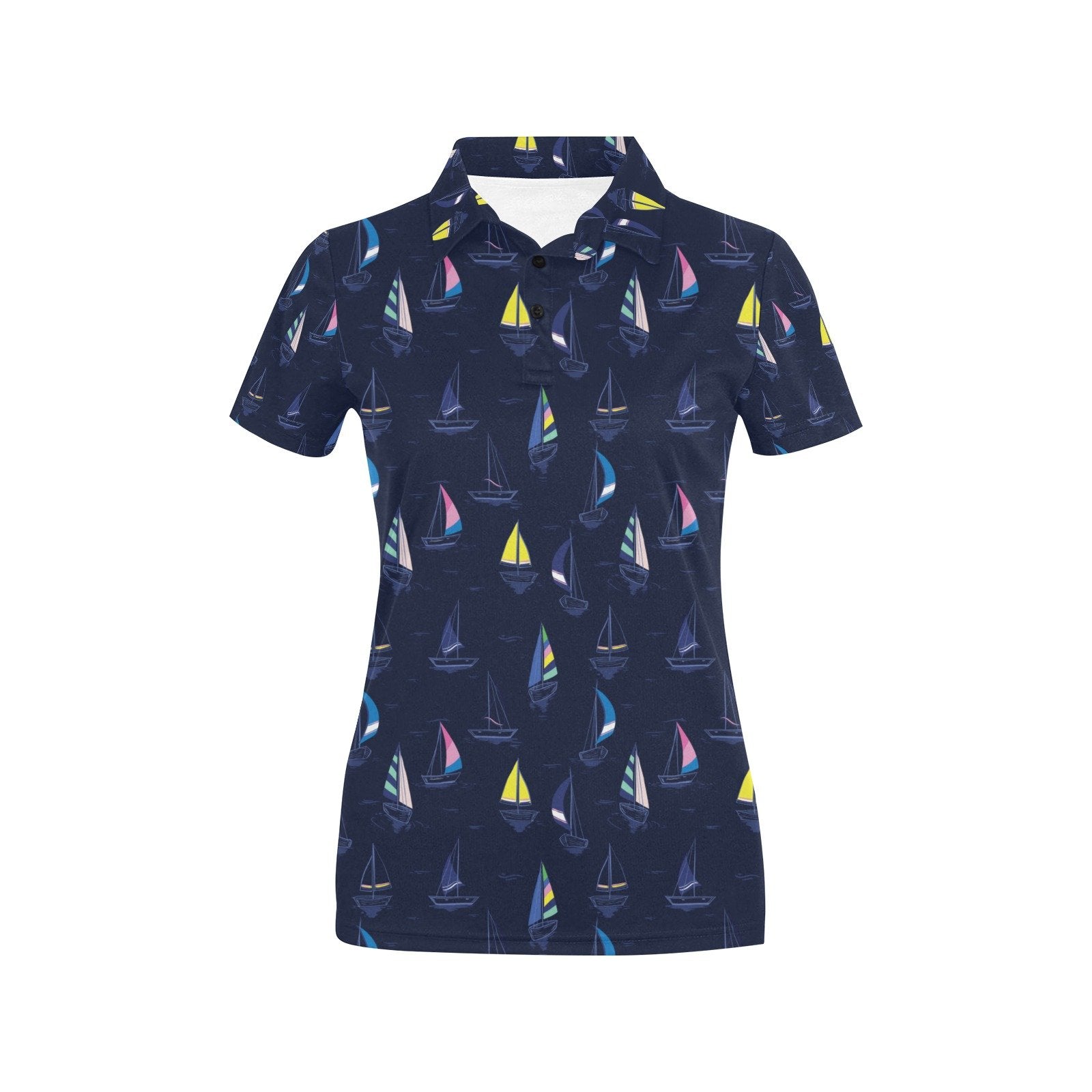 Sailboat Print Design Women's Polo Shirt 3D Polo Shirt A1