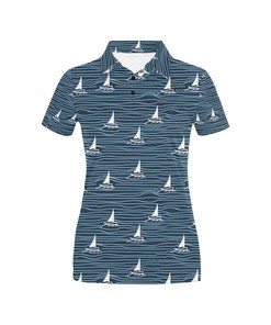 Sailboat Print Design Women's Polo Shirt 3D Polo Shirt A4