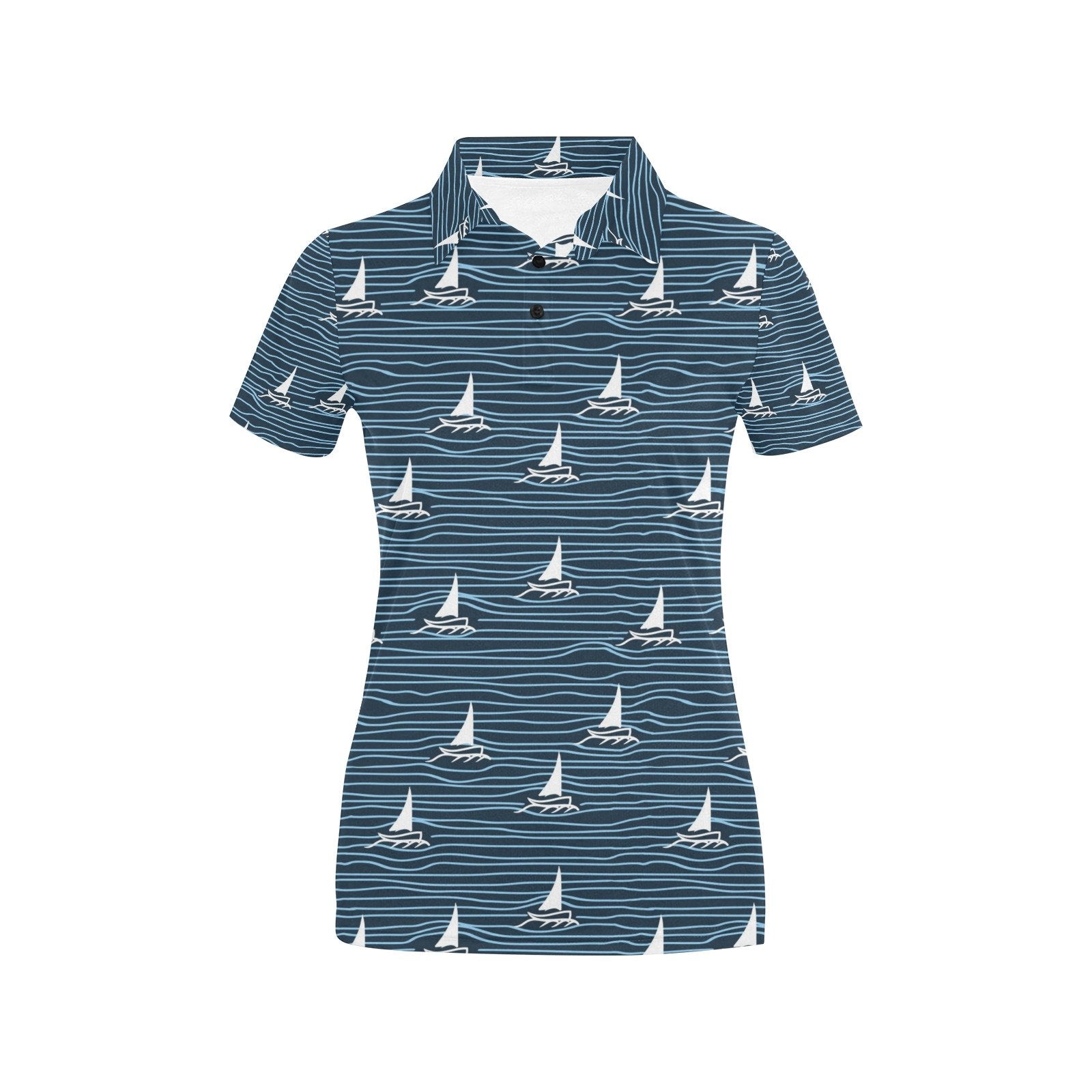 Sailboat Print Design Women's Polo Shirt 3D Polo Shirt A4