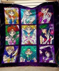 Sailor Moon Sailors Transformation Galaxy Blanket Quilt Bedding Set Bedroom Decor, Gifts for Family