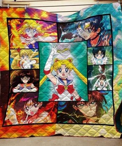 Sailor Moon Scout Magic Fight Blanket Quilt Bedding Set Bedroom Decor, Gifts for Family