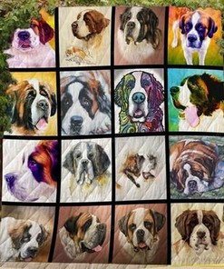Saint Bernard Picture Collection Quilt Bedding Set Blanket