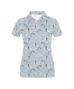 Sakura Bird Print Design Women's Polo Shirt