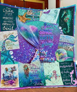 Salty By Choice Mermaid Personalized Quilt Blanket- Personalize for Home Decor or Picnic